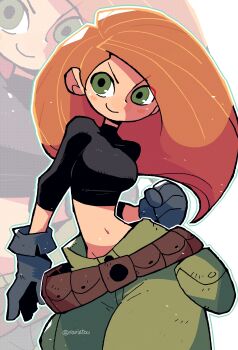 1girl absurdres breasts disney green_eyes highres kim_possible kim_possible_(series) large_breasts long_hair orange_hair rariatto_(ganguri) thick_thighs thighs wide_hips