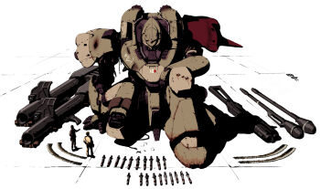 2boys ammunition art_study bazooka_(gundam) bullet_hole cable color_variation damaged derivative_work dirty equipment_layout gundam gundam_0080 kampfer_(mobile_suit) kneeling machinery mecha mobile_suit multiple_boys original panzerfaust red_ace redesign robot science_fiction traditional_media weapon zeon