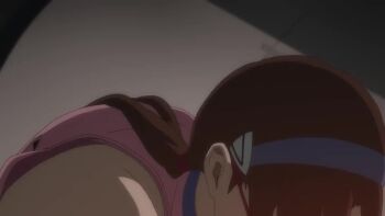1girl animated anime_screenshot audible_speech blue_eyes bodysuit bouncing_breasts breasts breath brown_hair clenched_teeth collarbone entry_plug evangelion:_2.0_you_can_(not)_advance glasses hairband interface_headset_(evangelion) japanese_audio large_breasts long_hair makinami_mari_illustrious mecha_pilot_suit multicolored_bodysuit neon_genesis_evangelion pink_bodysuit plugsuit_(evangelion) rebuild_of_evangelion sidelocks smile sound steam tagme teeth twintails video
