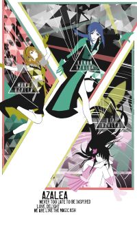 Rule 34 | 3girls, akisetsu 1137, azalea (love live!), black hair, character name, commentary request, dress, english text, floating hair, full body, gloves, green dress, green gloves, group name, hairband, highres, kunikida hanamaru, kurosawa dia, long hair, love live!, love live! sunshine!!, matsuura kanan, multiple girls, pink dress, sleeveless, sleeveless dress, we'll get the next dream!!!, yellow dress, yellow hairband