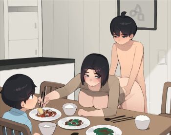 1girl 2boys age_difference akiyama_minato_(pepper0) akiyama_yuko_(pepper0) akiyama_yuto_(pepper0) animated black_hair borleech_(editor) bottomless breasts brothers child chopsticks completely_nude cunnilingus doggystyle eating feeding food highres holding holding_chopsticks implied_cum implied_cum_inside implied_sex incest large_breasts licking mature_female mother_and_child mother_and_son motion_lines multiple_boys nude onee-shota oral orgasm original parent_and_child pepper0 sex sex_from_behind short_hair shota siblings sound tagme third-party_edit vaginal video