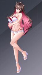 1girl 3d action_taimanin alternate_costume animated ass audible_speech bikini breasts brown_hair curvy full_body highleg highleg_bikini highres horns japanese_audio large_breasts lilith-soft long_hair multicolored_hair official_alternate_costume pink_eyes pink_hair pointy_ears rina_(taimanin_asagi) screencap simple_background smile solo sound standing swimsuit taimanin_(series) talking two-tone_hair very_long_hair video white_bikini wide_hips