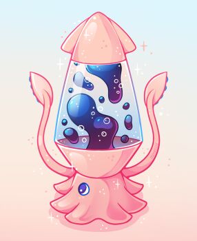 artist_name bubble charongess commentary english_commentary gradient_background lava_lamp no_humans original pink_background sparkle squid