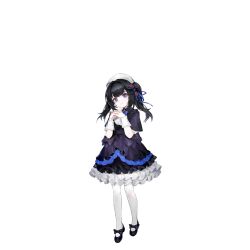 Rule 34 | 1girl, ahoge, artist request, black bow, black dress, black footwear, black hair, blue bow, blue bowtie, blue dress, blue eyes, blue ribbon, bow, bowtie, child, closed mouth, dress, footwear bow, frilled dress, frills, full body, girls&#039; frontline, hair bow, hair ribbon, hat, headwear request, highres, interlocked fingers, layered dress, light frown, lolita fashion, long hair, looking at viewer, mary janes, official art, own hands together, pantyhose, ribbon, sana (girls&#039; frontline), shoes, short sleeves, simple background, solo, standing, tears, third-party source, transparent background, twintails, white dress, white hat, white pantyhose, white wrist cuffs, wrist cuffs