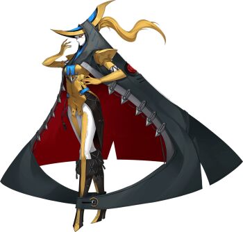 1girl artist_request awilda_(persona) blonde_hair boots breasts colored_skin full_body gloves high_heel_boots high_heels highres official_art persona persona_(summon) persona_5 persona_5:_the_phantom_x solo third-party_source transparent_background white_skin yellow_eyes yellow_gloves