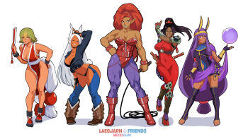 5girls abs alternate_costume ancient_egyptian_clothes angel_(kof) angel_(kof)_(cosplay) angela_belti angela_belti_(cosplay) animal_ears armor artist_name backless_pants black_bra black_panties bleach blonde_hair blue_eyes blue_lips bodysuit boku_no_hero_academia boots bra bracelet breasts cleavage closed_mouth clothing_cutout collarbone cosplay cowboy_boots crossover dark-skinned_female dark_skin dress eyeshadow facial_mark fate/grand_order fate_(series) female_focus fingerless_gloves fire_emblem fire_emblem_heroes full_body gerudo gloves gold_bracelet gold_hairband gouketsuji_ichizoku green_hair hair_between_eyes hair_elastic hair_ornament hairband hand_fan hand_on_own_ass high_ponytail highleg highleg_leotard highres holding holding_sword holding_weapon holding_whip impossible_bodysuit impossible_clothes impossible_dress jackal_ears japanese_clothes jewelry kodachi kuji-in laegjarn_(fire_emblem) large_breasts leotard lipstick long_eyelashes long_hair looking_at_viewer looking_to_the_side makeup menat menat_(cosplay) meziosaur mirko multicolored_hair multiple_crossover multiple_girls muscular muscular_female navel_cutout ninja nintendo nitocris_(fate) orange_eyes panties pants pantyhose paper_fan parted_bangs pelvic_curtain pointy_ears ponytail purple_eyes purple_hair purple_pantyhose rabbit_ears rabbit_girl rabbit_tail red_bodysuit red_boots red_eyeshadow red_hair red_leotard rope shihouin_yoruichi shiranui_mai shiranui_mai_(cosplay) short_hair short_sword shoulder_armor sideboob sleeveless sleeveless_bodysuit sleeveless_turtleneck sleeveless_turtleneck_bodysuit small_breasts smile solo soul_calibur spiked_boots spiked_bracelet spiked_hairband spiked_wristband spikes standing streaked_hair street_fighter street_fighter_6 sword tail taki_(soulcalibur) taki_(soulcalibur)_(cosplay) teeth the_king_of_fighters the_legend_of_zelda the_legend_of_zelda:_breath_of_the_wild thighhighs thighs toeless_legwear trait_connection turtleneck turtleneck_bodysuit underwear urbosa very_long_hair weapon white_hair wrist_cuffs yellow_eyes