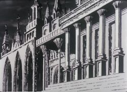 1970s_(style) 6+others 70s animated building colored_sclera creature creepy death destruction kanashimi_no_belladonna long_hair monochrome multiple_others official_art oldschool open_mouth painting_(medium) peril personification red_sclera retro_artstyle simple_background sky studio_mushi tagme town traditional_media upper_body video virus watercolor_(medium)