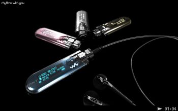 3d black_background black_theme cable commentary_request digital_media_player digital_walkman earphones english_text highres logo mmzk_(mimizuku) no_humans object_focus original simple_background sony still_life timestamp walkman_e_series