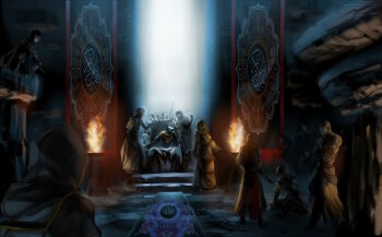 Rule 34 | 6+boys, assassin (fate/zero), fate/stay night, fate/zero, fate (series), fire, male focus, mask, multiple boys, on throne, otaku (artist), sword, throne, weapon