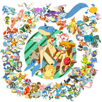 1girl absolutely_everyone alomomola alternate_color aqua_eyes arceus azumarill bad_id bad_pixiv_id barboach basculin basculin_(blue) basculin_(red) bibarel blastoise buizel carracosta carvanha castform castform_(rainy) chinchou clamperl cloyster copyright_name corphish corsola crawdaunt croconaw denim denim_shorts dewgong dewott ducklett empoleon everyone feebas feraligatr finneon floatzel frillish gastrodon gastrodon_(east) gastrodon_(west) gen_1_pokemon gen_2_pokemon gen_3_pokemon gen_4_pokemon gen_5_pokemon goldeen golduck gorebyss gyarados highres horsea huntail jellicent kabuto_(pokemon) kabutops kingdra kingler krabby kyogre lanturn lapras legendary_pokemon lombre lotad ludicolo lumineon luvdisc magikarp manaphy mantine mantyke marill marshtomp midriff milotic misty_(pokemon) mochi730 mudkip mythical_pokemon navel nintendo octillery omanyte omastar orange_hair oshawott palkia palpitoad panpour pelipper phione piplup poke_ball poke_ball_(basic) pokemon pokemon_(anime) pokemon_(creature) politoed poliwag poliwhirl poliwrath prinplup psyduck quagsire qwilfish relicanth remoraid rotom rotom_(wash) samurott seadra seaking sealeo seel seismitoad sharpedo shellder shellos shellos_(east) shellos_(west) shorts side_ponytail simipour slowbro slowking slowpoke spheal squirtle starmie staryu suicune surskit suspenders swampert swanna tentacool tentacruel throwing throwing_poke_ball tirtouga totodile tympole vaporeon wailmer wailord walrein wartortle water whiscash wingull wooper