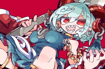 1girl massakasama red_eyes sharp_teeth solo teeth touhou toutetsu_yuuma