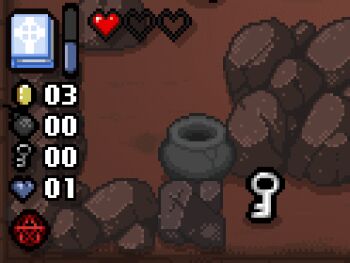 1boy 1girl against_wall animated animated_gif bent_over bethany_(the_binding_of_isaac) blue_ribbon bouncing_breasts breasts brown_hair chibi cum defeat doggystyle ejaculation game_over gameplay_mechanics hetero internal_cumshot lowres monster pixel_art rape ribbon sex sex_from_behind tears the_binding_of_isaac two_side_up yazawa_akio