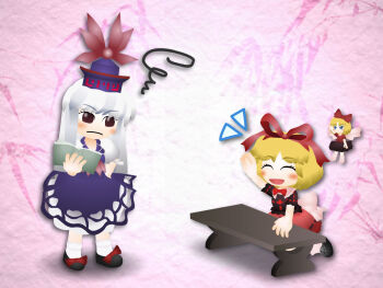 annoyed book hand_on_own_hip hand_up hat kamishirasawa_keine kouki_ht medicine_melancholy raised_arm su-san table teaching touhou