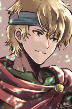 Rule 34 | 1boy, artist name, blonde hair, cape, headband, holmes (tear ring saga), solo, sparkle, sumeragi (black rose), tear ring saga, tear ring saga: yutona eiyuu senki