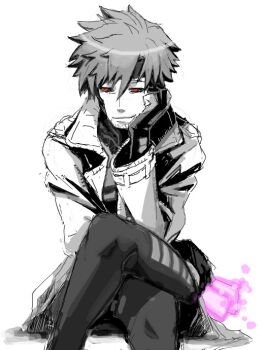 1boy bantrain card coat crossed_legs gambit male_focus marvel red_eyes sketch solo togatsuko trench_coat x-men