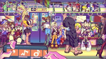 3boys 6+girls african_wild_dog_(kemono_friends) american_flag_dress american_flag_legwear anger_vein animal_ears arms_up baby_yoshi bag bench black_footwear black_kimono black_shorts black_socks blonde_hair blue_headwear blue_shell_(mario) blue_skirt boots bow bowtie brochure brown_bag brown_hair brown_pantyhose brown_thighhighs buzz_cut cat cellphone character_request cili_(cookie) closed_eyes closed_mouth clownpiece commentary_request cookie_(touhou) copyright_request crossover dan_xia dedeen dentures dog_ears dog_girl dog_tail feet full_body fuumin_(comedian) green_eyes grey_hair grey_pantyhose grin hair_between_eyes hair_ornament hair_ribbon hand_grip hat high_heels highres himekawa_yuki holding holding_hand_grip horse_ears horse_girl idolmaster idolmaster_cinderella_girls japanese_clothes japanese_crested_ibis_(kemono_friends) jashin-chan jashin-chan_dropkick jester_cap kemono_friends kimono kirby_star_allies kirby_(series) kizuna_akari laetitia_(project_moon) lamia li'l_judd_(splatoon) lobotomy_corporation long_hair long_sleeves looking_at_another looking_to_the_side machikado_mazoku manatsu_no_yo_no_inmu mario_(series) mary_janes matikanetannhauser_(umamusume) metako_(machikado_mazoku) miura_daisenpai miyako_yoshika monster_girl monster_musume_no_iru_nichijou morpho_knight multiple_boys multiple_crossover multiple_girls nadeko_(cookie) niconico nintendo no_shoes one_side_up open_mouth orange_pantyhose pantyhose pencil_skirt phone pink_eyes pink_headwear pointing poster_(object) pov pov_hands project_moon purple_shorts real_life red_bow red_bowtie red_eyes red_footwear red_ribbon red_shorts ribbon rumia sandals shirt shoe_soles shoes shopping_bag short_bangs short_hair short_sleeves shorts sitting skirt sleeping smartphone smile socks soles splatoon_(series) star_(symbol) striped_clothes striped_pantyhose subway sunglasses suu_(monster_musume) tail takuya_(acceed) thighhighs touhou train_interior turtle_shell umamusume very_long_hair very_short_hair voiceroid walking waving white_footwear yellow_shirt yellow_yoshi yoshi zan_partizanne zouri