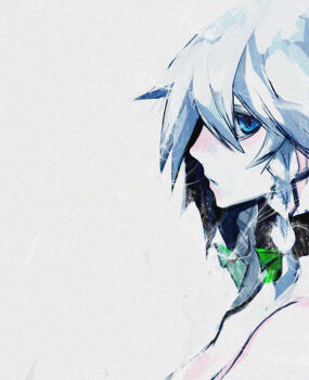 Rule 34 | 1girl, blue eyes, braid, female focus, izayoi sakuya, profile, silver hair, simple background, solo, tima, touhou, twin braids, upper body