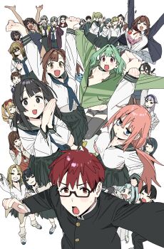 6+girls :3 :d absurdres arm_at_side arm_up armpits arms_up averting_eyes bandaid bandaids_on_nipples bare_arms bare_shoulders black_eyes black_hair black_neckerchief blonde_hair blue_eyes blue_hair blue_hairband blue_jacket blue_neckerchief blue_one-piece_swimsuit blush blush_stickers bow bra bra_peek breasts breasts_out bright_pupils brown_eyes brown_hair cardigan cardigan_around_waist character_request clenched_hand clenched_hands clenched_teeth clothes_around_waist clothes_lift dark-skinned_female dark_skin dot_nose drill_hair facing_viewer fang flying_button from_above furrowed_brow gakuran gradient_hair green_hair green_jacket grey_sailor_collar grey_shorts grey_skirt grey_thighhighs grin hagyuu_toramaru hair_between_eyes hair_bow hair_intakes hairband hand_on_another's_shoulder hand_up hands_on_own_cheeks hands_on_own_face hands_up highres hip_bones hiratsuka_satomi holding houjou_youka imamura_ryou jacket janome_wani jitome kotobuki_hisako kotobuki_mayuki kozuka-sensei lace lace-trimmed_bra lace-trimmed_panties lace_trim large_breasts legs_apart legs_together light_smile long_hair long_sleeves looking_at_viewer looking_to_the_side looking_up loose_socks medium_breasts medium_hair medium_skirt michinoku_komaro midriff_peek mizunoe_ume multicolored_hair multiple_boys multiple_girls name_tag navel neckerchief one-piece_swimsuit one_eye_closed open_cardigan open_clothes open_jacket open_mouth orange_eyes otori_tan outstretched_arm outstretched_arms own_hands_together palms_together panties pantyshot parted_bangs partially_unbuttoned pasties pink_bra pink_hair pink_panties pleated_skirt ponytail purple_cardigan purple_hair red_bow red_hair red_sweater sailor_collar school_uniform seitokai_ni_mo_ana_wa_aru! serafuku sharp_teeth shirt shoes short_hair short_shorts shorts side-tie_panties simple_background skirt skirt_lift sleeveless sleeveless_sweater smile socks standing straight_hair streaked_hair sweatdrop sweater swimsuit tareme teeth terui_arisu thighhighs tongue tongue_out trap twintails two-tone_hair underwear v v-shaped_eyebrows white_background white_pupils white_shirt white_shoes yellow_cardigan yellow_eyes zipper zipper_pull_tab