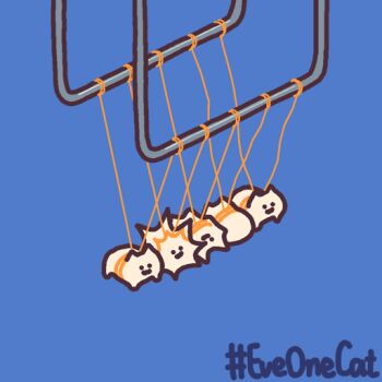:3 animal_focus animated animated_gif blue_background cat commentary english_commentary everydayonecat hashtag looping_animation newton&#039;s_cradle no_humans original simple_background slapping white_cat