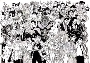 Rule 34 | 00s, 10s, 6+boys, annotation request, aotsuki shigure, apron, araiwa kazumi, armor, ashibe's father, axe, azumanga daiou, bakabon's father, baran, barbapapa, bardock, beard, bleach, boku no hero academia, bonobono, bonobono (character), character request, chibi maruko-chan, cigarette, clannad, cooking papa, cowboy hat, crayon shin-chan, crossover, death note, doraemon, dr. slump, dragon ball, dragon quest, dragon quest v, dragonball z, echizen nanjirou, endeavor (boku no hero academia), facial hair, final fantasy, final fantasy vi, final fantasy x, flint (mother 3), fujiwara bunta, fullmetal alchemist, furukawa akio, gegege no kitarou, ging freecss, gintama, glasses, grappler baki, greyscale, grisha yeager, hanma yujiro, hat, highres, hood, hunter x hunter, ikari gendou, initial d, ink (medium), jarinko chie, jecht, jojo no kimyou na bouken, kandar, kurosaki isshin, kusakabe tatsuo, kuujou joutarou, lee (dragon garou), long hair, maes hughes, mahou tsukai sally, male focus, matsuno matsuzou, medama oyaji, meitantei conan, mihama chiyo's father, monkey d. dragon, monochrome, moomin, moominpappa, mother (series), mother 2, mother 3, mr. koiwai, multiple boys, multiple crossover, muscular, mustache, namikaze minato, naruto (classic), naruto (series), neon genesis evangelion, nib pen (medium), nintendo, nobi nobisuke, nohara hiroshi, norimaki senbei, one piece, osomatsu-kun, osomatsu (series), papas, paragus (dragon ball z), pen (medium), phone, pointy ears, racket, raizen (yu yu hakusho), ranma 1/2, retro artstyle, ryuuko no ken, sakura hiroshi, saotome genma, scar, scar across eye, scar on face, scouter, shadow (ff6), shingeki no kyojin, shounen ashibe, smoking, spiked hair, staff, sword, takemoto tetsu, takuma sakazaki, tennis no ouji-sama, tennis racket, tensai bakabon, tetsuwan atom, the king of fighters, tonari no totoro, top hat, toriko (series), traditional media, trait connection, umataro tenma, umibouzu (gintama), ushio to tora, v, van hohenheim, weapon, white background, yagami souichirou, yotsubato!, yuu yuu hakusho