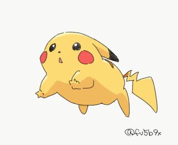 1boy animal_ears animated black_eyes blush_stickers commentary_request fv5b9x gen_1_pokemon looping_animation nintendo no_humans open_mouth pikachu pikachu_ears pokemon pokemon_(creature) pokemon_focus running tagme tail triangle_mouth twitter_username video white_background yellow_fur