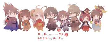 Rule 34 | 2020, 4boys, 4girls, :o, absurdly long hair, adapted costume, aegyo sal, ahoge, akamatsu kaede, alternate costume, amami rantaro, antenna hair, back bow, ball, black bow, black hair, black hakama, black hat, black jacket, black kimono, black sash, black shoes, blonde hair, blue eyes, blue gemstone, blue hairband, blunt bangs, blunt ends, bob cut, bow, bowl, brown eyes, brown hair, brown hakama, brown jacket, brown kimono, brown shoes, chabashira tenko, checkered clothes, checkered jacket, cherry blossoms, chewing, chibi, chopsticks, commentary request, copyright name, danganronpa (series), danganronpa v3: killing harmony, eating, english text, expressionless, eyelashes, facial hair, floral print, flower, food, food request, gem, gem hair ornament, goatee, green bow, green hair, green sash, green shoes, grin, hair between eyes, hair bow, hair bun, hair flower, hair ornament, hair spread out, hairband, hairpin, hakama, hakama skirt, hand on own cheek, hand on own face, hane (hanetsuki), haori, happy, happy new year, harukawa maki, hat, hat flower, highres, holding, holding ball, holding bowl, holding chopsticks, holding food, holding omikuji, jacket, jacket on shoulders, jacket tug, japanese clothes, kimono, large bow, leaf hair ornament, light blush, long eyelashes, long hair, long hair between eyes, looking at another, medium hair, messy hair, momota kaito, multicolored jacket, multiple boys, multiple girls, new year, no mouth, obi, oma kokichi, omikuji, open mouth, orange kimono, pink flower, pink hairband, pinstripe jacket, pinstripe pattern, pointing, pointing at viewer, ponytail, print bow, print hakama, print jacket, print kimono, print sash, purple eyes, purple hair, purple hakama, purple jacket, purple kimono, purple shoes, red flower, red hair, red hakama, red kimono, saihara shuichi, sakura (fein5862817), sash, shide, shirt, shoes, short hair, short hair with long locks, short ponytail, side ponytail, sidelocks, simple background, single hair bun, skirt, sleeve rolled up, sleeves past fingers, sleeves past wrists, smile, space print, spiked hair, starry sky print, twitter username, two-sided fabric, two-sided jacket, two-tone jacket, updo, very long hair, waist bow, white background, white bow, white hakama, white jacket, white kimono, white sash, wide sleeves, witch hat, yellow eyes, yellow shirt, yukata, yumeno himiko