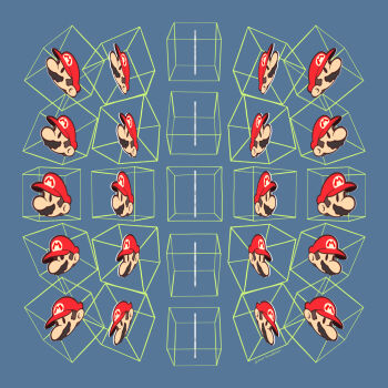 25_perspective_box_exercise artist_name blue_background commentary_request cube hat highres maribou_(supermaribou) mario mario_(series) multiple_views nintendo paper_mario paper_mario_(character) perspective red_hat simple_background tagme