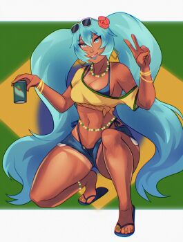 1girl absurdres artistic_madman brazilian_miku dark-skinned_female dark_skin hatsune_miku highres smile twintails vocaloid