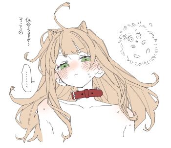 1girl animal_ears cat_ears collar dayama japanese_text kaburaki_roco nijisanji virtual_youtuber