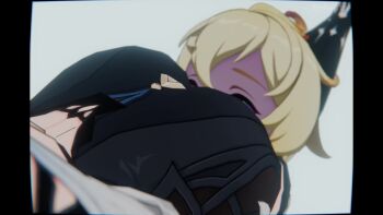 1boy 1boy1girls 1girl animated ass assertive_female b-banto bdsm black_thighhighs blonde_hair blue_background blue_gloves blue_hair bondage bound clothing_cutout day eula_(genshin_impact) face_in_ass femdom genshin_impact gloves hair_between_eyes hair_ornament hairband hand_on_another's_crotch hand_on_another's_thigh handjob handjob_over_clothes head_between_thighs headscissor highres long_sleeves mika_(genshin_impact) orange_eyes reverse_ryona scissorhold self-upload shoulder_cutout smother sound tagme thighhighs video wide_sleeves