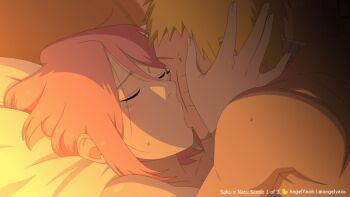 1boy 1girl angelyeah animated animated_gif cheating_(relationship) haruno_sakura hetero holding kiss mature_female missionary naruto:_the_last naruto_(series) nipples pink_hair sex uzumaki_naruto