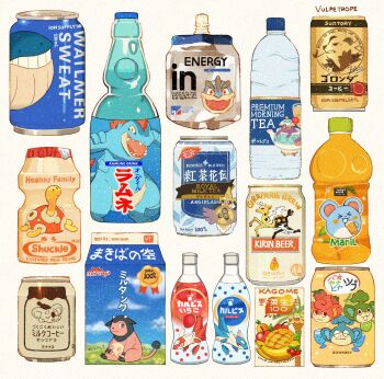 :d aegislash alcohol alolan_exeggutor alolan_form apple badge banana beer boss_coffee bottle calpis can coffee commentary cow energy_drink english_commentary feraligatr food food_focus fruit gen_1_pokemon gen_2_pokemon gen_3_pokemon gen_5_pokemon gen_6_pokemon gen_7_pokemon gen_8_pokemon girafarig giraffe highres juice juice_box kirin_(company) koala komala latias latios legendary_pokemon machamp mango marill melon milk_carton milk_tea miltank monkey morinaga_(brand) muscat nintendo no_humans open_mouth orange_juice pangoro panpour pansage pansear parody plastic_bottle pocari_sweat pokemon pokemon_(creature) polteageist qoo_(drink) ramune royal_milk_tea shuckle simple_background smile still_life strawberry suntory teapot translation_request vulpetrope wailmer water_bottle yakult
