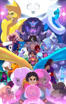 2others 6+girls amethyst_(steven_universe) bismuth_(steven_universe) blue_diamond_(steven_universe) colored_skin connie_maheswaran diamond-shaped_hair diamond_(species)_(steven_universe) face_shield forehead_jewel garnet_(steven_universe) gem gem_(steven_universe) giant giantess greg_universe highres homeworld_gem_uniform homeworld_lapis_lazuli_uniform indian jasper_(species)_(steven_universe) jasper_(steven_universe) lapis_lazuli_(reformed)_(steven_universe) lapis_lazuli_(species)_(steven_universe) lapis_lazuli_(steven_universe) multiple_girls multiple_others opal_(steven_universe) pearl_(original_form)_(steven_universe) pearl_(species)_(steven_universe) pearl_(steven_universe) peridot_(steven_universe) pink_diamond_(steven_universe) pointy_nose purple_skin rose&#039;s_shield_(steven_universe) rose&#039;s_sword_(steven_universe) rose_quartz_(species)_(steven_universe) rose_quartz_universe ruby_(species)_(steven_universe) ruby_(steven_universe) sapphire_(steven_universe) sardonyx_(steven_universe) smoky_quartz_(steven_universe) steven_quartz_universe steven_universe stevonnie_(steven_universe) sugilite_(steven_universe) sunglasses tovio_rogers white_diamond_(steven_universe) yellow_diamond_(steven_universe)