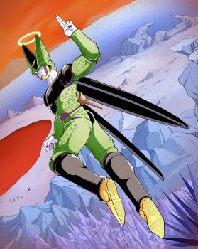 6+boys armor blood bug burter captain_ginyu cell_(dragon_ball) closed_mouth derivative_work dragon_ball dragonball_z final_form_frieza frieza full_body ginyu_force gloves grin guldo halo hat hell highres insect_wings jeice king_cold looking_at_viewer looking_back male_focus multiple_boys muscular parody perfect_cell recoome red_eyes salute smile solo_focus stinger tail takumi1230g tokusatsu two-finger_salute wasteland wings