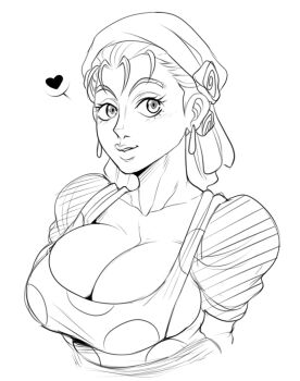 1girl alternate_breast_size battle_tendency breasts detnox female_focus heart jojo_no_kimyou_na_bouken large_breasts monochrome solo suzi_q