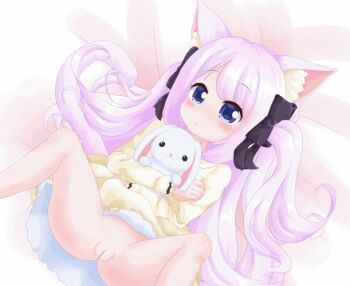 1boy 1girl animal_ears animated animated_gif blush cat_ears cat_tail cleft_of_venus dress hetero loli long_hair lying no_panties oldb on_back penis pussy sex spread_legs stuffed_animal stuffed_rabbit stuffed_toy tail uncensored vaginal yellow_dress