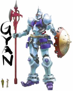 2boys absurdres arm_shield armor blue_armor buckler cable character_name coat commentary_request full_body gonome green_coat green_pants gundam gyan halberd highres holding holding_polearm holding_weapon knee_spikes m'quve mecha mecha_focus military_uniform mobile_suit mobile_suit_gundam multicolored_armor multiple_boys one-eyed pants polearm purple_hair red_eyes redesign robot science_fiction shield short_hair shoulder_spikes solo_focus spikes two-tone_armor uragang weapon zeon