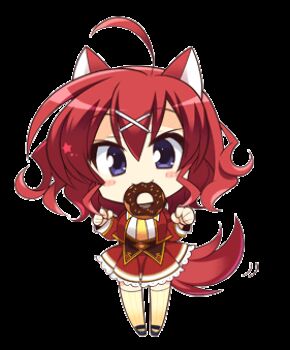 1girl :3 ^_^ ahoge amairo_islenauts animal_ears animated animated_gif blinking blue_eyes blush_stickers chibi chocolate_donut closed_eyes donut ear_wiggle food frilled_skirt frills hair_between_eyes hair_ornament happy heart komowata_haruka looking_at_viewer looping_animation lowres masaki_gaillard medium_hair miniskirt necktie paw_pose red_hair red_skirt red_tail school_uniform skirt smile solo tail tail_wagging thighhighs transparent_background wavy_hair wolf_ears wolf_girl wolf_tail x_hair_ornament yellow_necktie yellow_thighhighs zettai_ryouiki