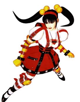 1girl 3d arm_belt backpack bag black_hair brown_eyes cuffs fighters_megamix fighting_vipers gloves hairband heart high_heels honey_(fighting_vipers) jewelry leg_belt necklace official_alternate_costume official_art randoseru red_lips sega skirt suspender_skirt suspenders thighhighs twintails white_background