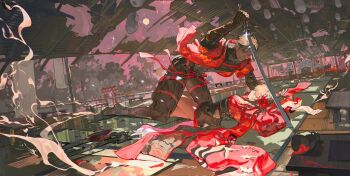 1boy 1girl bat_signal batman_(series) batman_symbol black_bodysuit black_gloves black_hair blue_eyes bodysuit dc_comics gloves grey_bodysuit highres jason_todd multicolored_bodysuit multicolored_hair muscular muscular_male oc_x_canon open_clothes original pants red_hood_(dc) red_hood_and_the_outlaws red_mask rfnyn17381 short_hair superhero_costume taut_bodysuit two-tone_bodysuit two-tone_hair