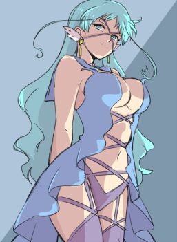 Rule 34 | 1girl, bare shoulders, bishoujo senshi sailor moon, bishoujo senshi sailor moon stars, blue background, blue eyes, blue hair, blue theme, bracelet, breasts, cleavage, cowboy shot, earrings, female focus, hiki-wota, jewelry, large breasts, long hair, looking at viewer, matching hair/eyes, sailor aluminum seiren, simple background, smile, solo, star (symbol), star earrings, very long hair