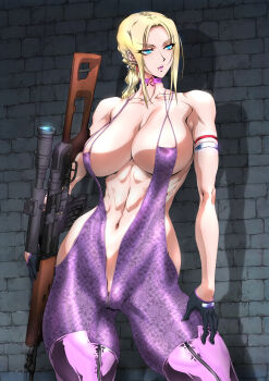 1girl absurdres blonde_hair breasts highres huge_breasts long_hair nina_williams tekken yuri_ai