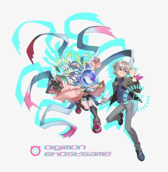 babyy999 bandaged_arm bandages blue_eyes digimon digimon_(creature) digimon_ghost_game higashimitarai_kiyoshiro jellyfish_girl monster_girl short_hair tentacle_hair tentacles teslajellymon white_hair