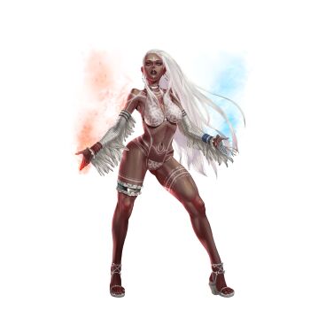 1girl animal_print artist_request bare_legs bare_shoulders bra breasts collar cryokinesis crystal_maiden_(series) dark_skin earrings facial_tattoo fire full-body_tattoo full_body game_cg groin high_heel_sandals highres jewelry kohani_(crystal_maidens) leg_tattoo leopard_print leopard_print_bra long_hair official_art print_bra pyrokinesis sandals solo tattoo transparent_background underwear variant_set white_hair yellow_eyes