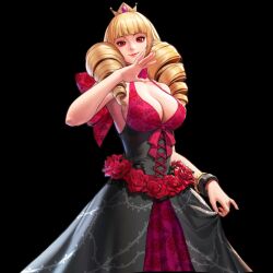 Rule 34 | 1girl, animated, blonde hair, bouncing breasts, breasts, cleavage, dress, drill hair, highres, large breasts, official art, red dress, red eyes, rose bernstein, snk, solo, tagme, the king of fighters, the king of fighters all-stars, video