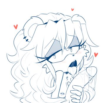 1boy 1girl blush disembodied_penis earrings erection fellatio furry hearlesssoul hetero highres jewelry mina_mongoose nipple_piercing nipples nude open_mouth oral penis piercing saliva sonic_(series) uncensored