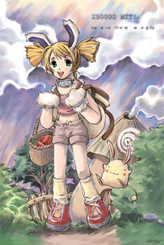 1girl :3 :d animal_ears animal_hands archived_source artist_name basket black_eyes blunt_ends brown_shorts bush carrot cloud collar commentary_request cross-laced_shoes dated_commentary dirt_road fence full_body gift_art gloves green_eyes holding_jug hut jang_sun-yeong jug_(bottle) kneehighs korean_commentary metal_collar midriff milestone_celebration navel open_mouth original outdoors paw_gloves pink_tank_top rabbit rabbit_ears rabbit_girl red_shoes road rock shoes short_twintails shorts smile smokestack socks solid_circle_eyes solo_focus tank_top teeth tree twintails upper_teeth_only white_gloves wooden_fence yellow_socks yellow_tail