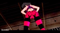 1girl 3d alternate_breast_size_(larger) animated ass bikini breasts brendon dancing huge_breasts jacket koikatsu_(medium) leather leather_jacket leggings marnie_(pokemon) mikumikudance_(medium) navel nintendo nipples nude pokemon pokemon_swsh solo sound swimsuit twintails video