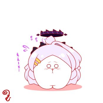 afterimage ahoge ahoge_wag blue_archive chestnut_mouth colored_shadow commentary_request expressive_hair flying_sweatdrops full_body grey_hair hair_ornament hairclip halo highres hina_(blue_archive) horns kurukurumagical long_hair looking_down o_o parted_bangs parted_lips shadow simple_background single_hair_intake solo standing translation_request very_long_hair white_background