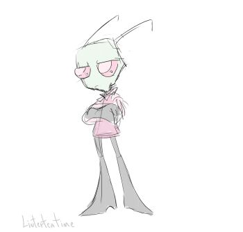 2boys alien animated animated_gif bald boots closed_eyes colored_skin full_body gir_(invader_zim) gir_(robot)_(invader_zim) gloves green_skin hug invader_zim linterteatime multiple_boys no_humans open_mouth pink_shirt robot shirt toon_(style) zim_(invader_zim)